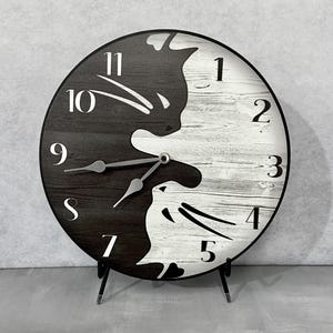 Yoga Yin Yang Cat Wall Clock, 8 sizes to choose, Made in USA, Lifetime Warranty, Very QUIET, Free to customize,