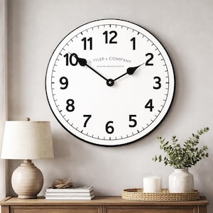 Telegraph Wall Clock, 8 sizes to choose, Made in USA, Lifetime Warranty, Very QUIET, Free to customize