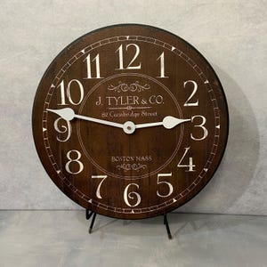 Harbor Brown White Wall Clock, 8 sizes to choose, Made in USA, Lifetime Warranty, Very QUIET, Free to customize