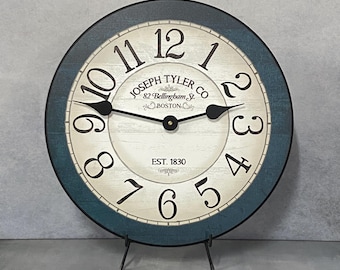 Bellingham Blue Wall Clock, 8 sizes! EXTRA QUIET, Lifetime Warranty, Blue Clock, Large wall clock