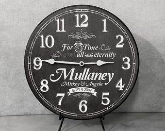Chalkboard Wedding or Anniversary Wall Clock, large wall clock, 8 sizes. extra QUIET mechanism LIFETIME Warranty, Free personalization