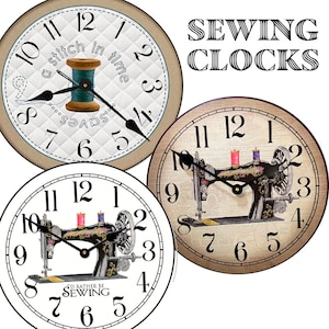 Sewing Room Wall Clock, 8 sizes to choose, Made in USA, Lifetime Warranty, Very QUIET, Free to customize
