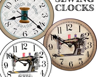 Sewing Room Wall Clock, 8 sizes to choose, Made in USA, Lifetime Warranty, Very QUIET, Free to customize