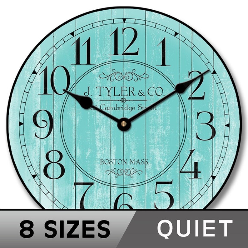 Harbor Turquoise Wall Clock Large Wall Clock Choose From 8 Etsy