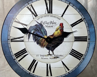 Carolina Blue Rooster Wall Clock