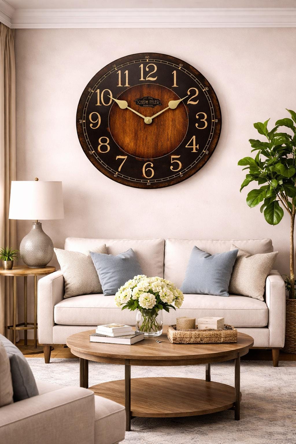 Rustic Black & Wood Wall Clock, 8 Sizes!!, EXTRA Quiet Mechanism