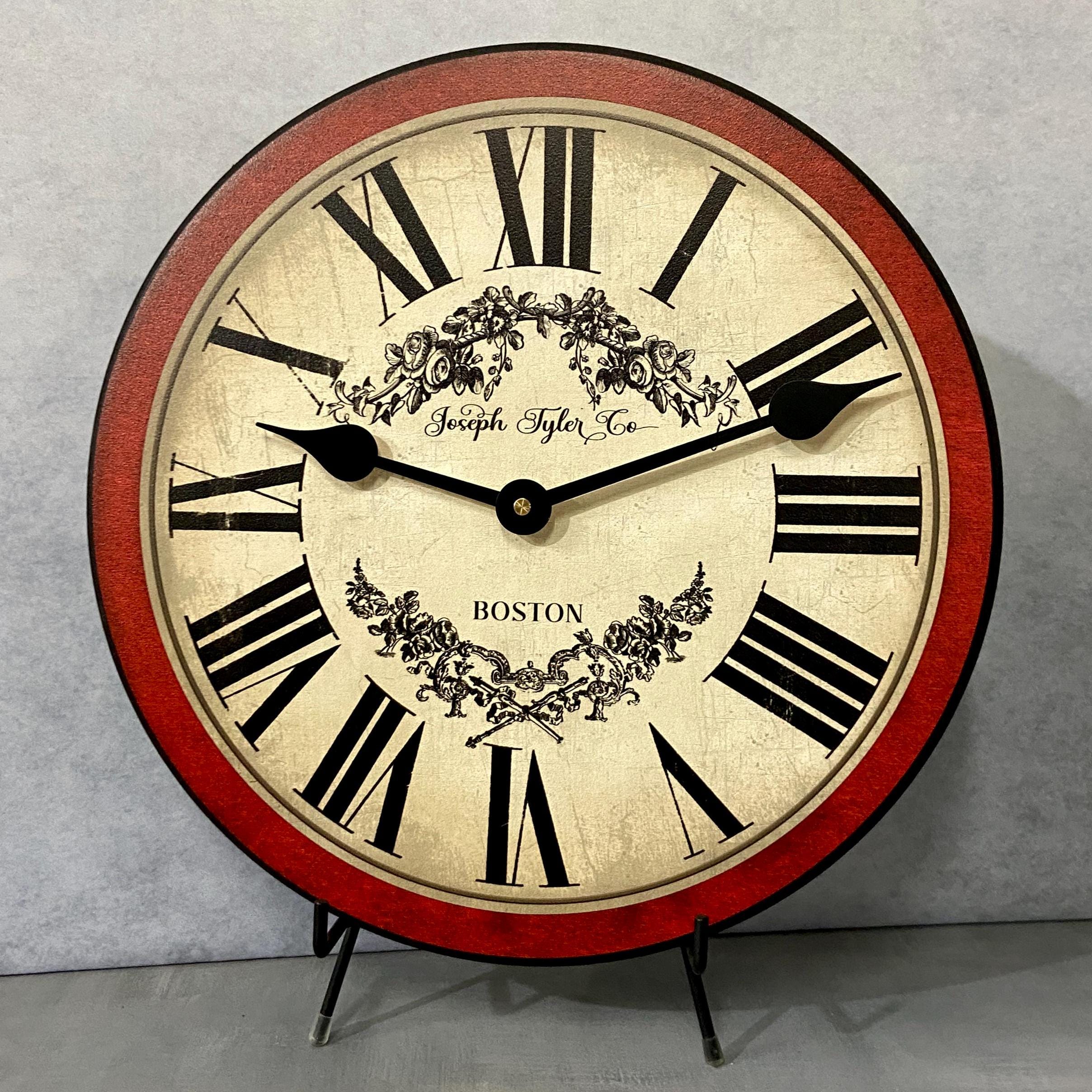 Charmant Red & Tan Wall Clock, 8 Sizes to Choose, Made in USA