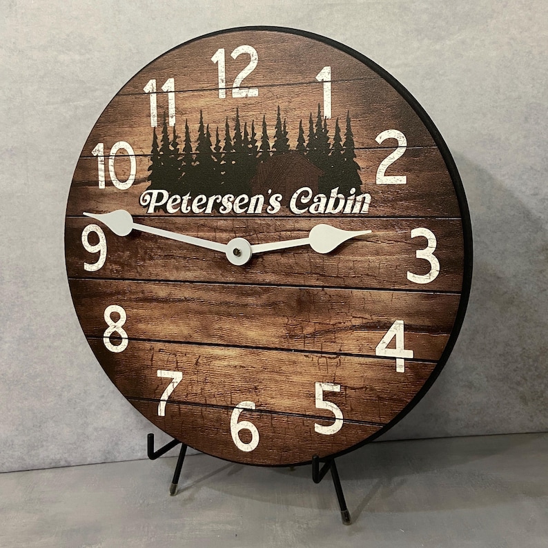 Personalized Cabin Clock, 8 Sizes!!, EXTRA Quiet Mechanism, Lifetime ...