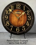 Black & Wood Personalized Wall Clock, Choose from 8 sizes. extra QUIET mechanism, LIFETIME Warranty, We can add YOUR words.