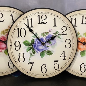 Rose Wall Clock, Whisper Quiet, Comes in 8 sizes, Lifetime Warranty