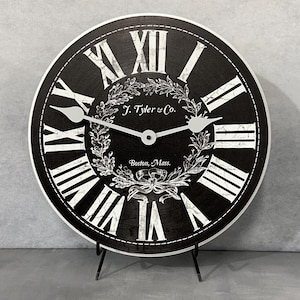 Manor House Black Wall Clock, 8 Sizes, Lifetime Warranty, Quiet, Non-Ticking, Free Personalization.