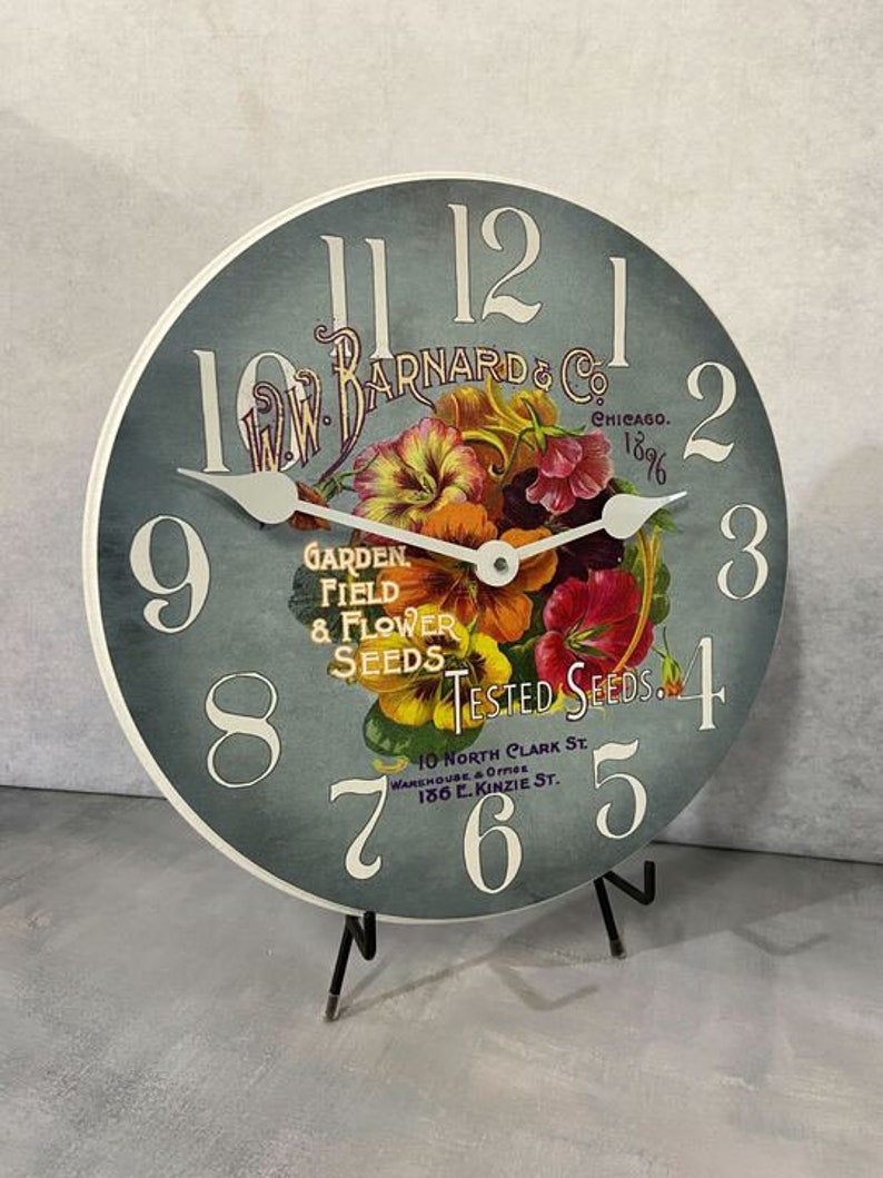 Garden Seeds Clock Wall Clock 2, 8 sizes, EXTRA quiet mechanism, lifetime warranty, optional to add your words, large wall clock image 3