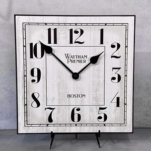 Waytham White Square Wall Clock, 5 sizes, lifetime warranty, EXTRA quiet, made in US