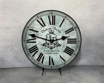 Chateau Thierry Blue Wall Clock, 8 sizes to choose, Made in USA, Lifetime Warranty, Very QUIET, Free to customize