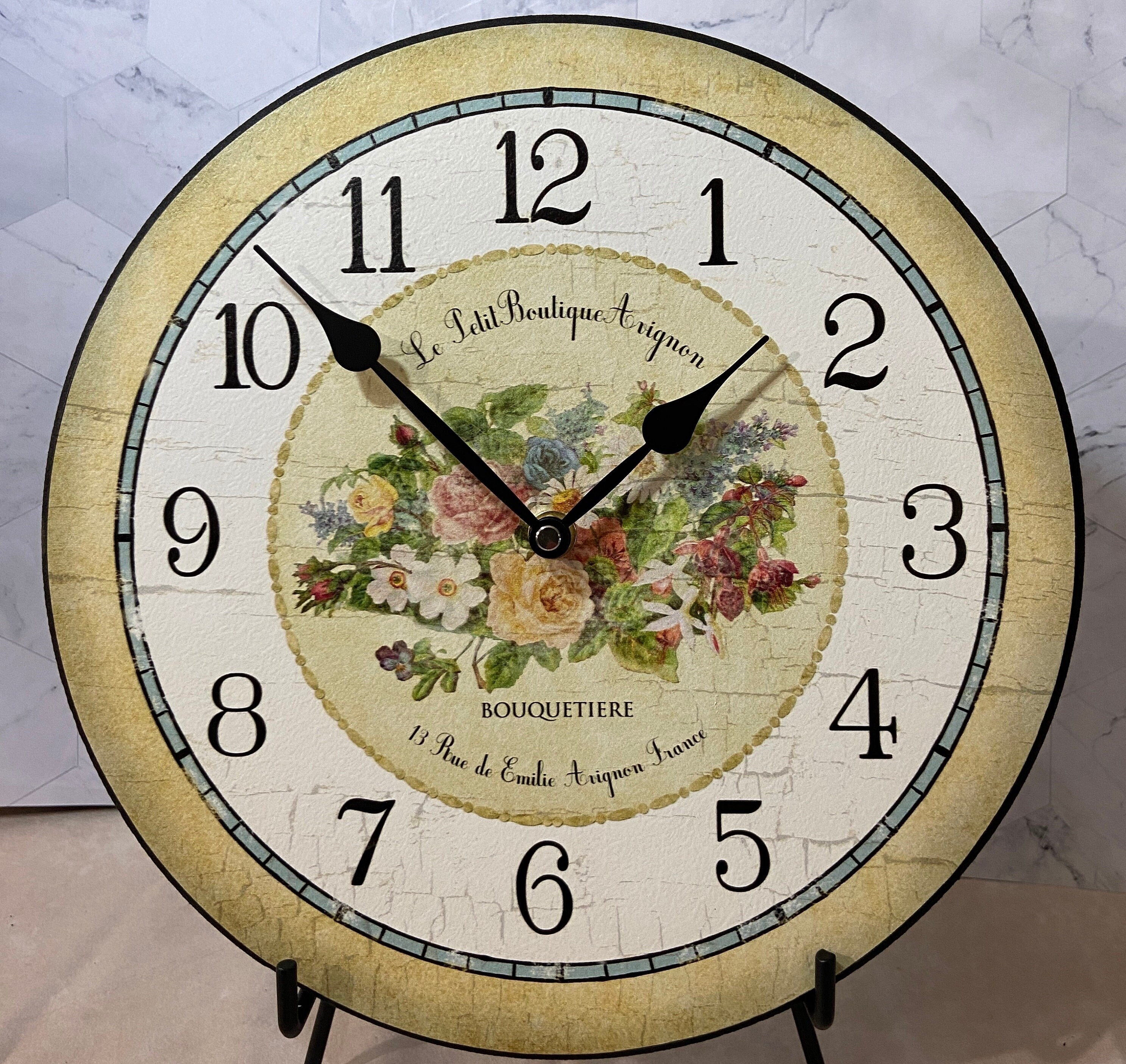 Emilie Floral Wall Clock, 8 Sizes to Choose, Made in USA, Lifetime 