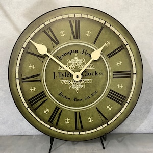 Connecticut Olive green Wall Clock, 8 sizes to choose, Made in USA, Lifetime Warranty, Very QUIET, Free to customize