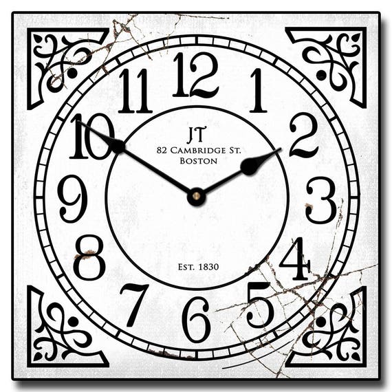 Rusty Square White Wall Clock Etsy