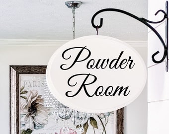 Powder Room, Powder Room Sign, Half Bath Sign, Hanging Wood Sign, French Country Decor, Hallway Wall Deco, Farmhouse Decor
