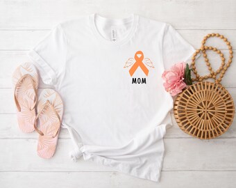 Orange Ribbon T-Shirt, Leukemia Awareness Shirt, Angel Leukemia Cancer Tee, Mom Leukemia T-Shirt, Blood Cancer Shirt, Leukemia Support Tee