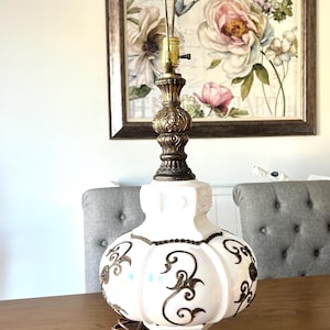 Vintage Falkenstein Style Table Lamp - Accurate Casting Company Hollywood Regency Opalescent Iridescent Glass Table Lamp - VivianneRoses