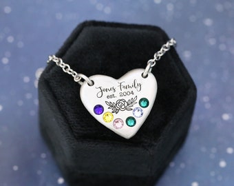 Engraved Mother’s or Grandmother’s Pendant- Kid’s Birthstones - Birthstone Mother’s Jewelry - Birthstone Necklace - Engraved Necklace
