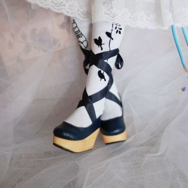 Chaussure à bascule avec ruban pour fille SD/MSD (BJD), 3 couleurs