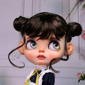 Wig B22 Up do bun hair, for Blythe / SD doll 9-10inch