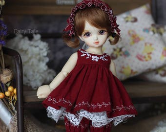 Lady in red, dress set for MSD / mini dollfie dream/  YOSD(BJD)