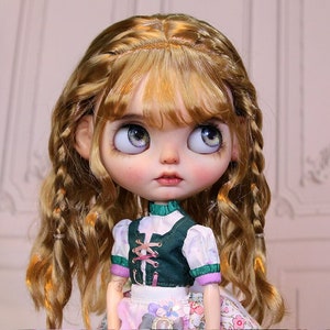 Wig B33 Double braid wavy curls, for Blythe / SD doll 9-10inch
