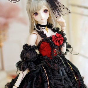 Goth vintage dress for Dollfie dream Smart doll Girl (BJD)