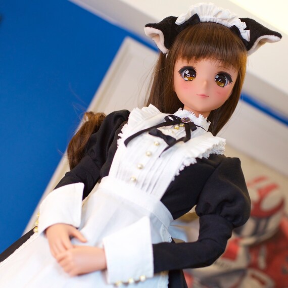 ドルフィードリームスマートドール女の子用黒猫メイド服3（BJD