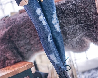 Washed Jeans for SD17 SD16 SD Dollfie dream Smart doll Girl MSD (BJD)