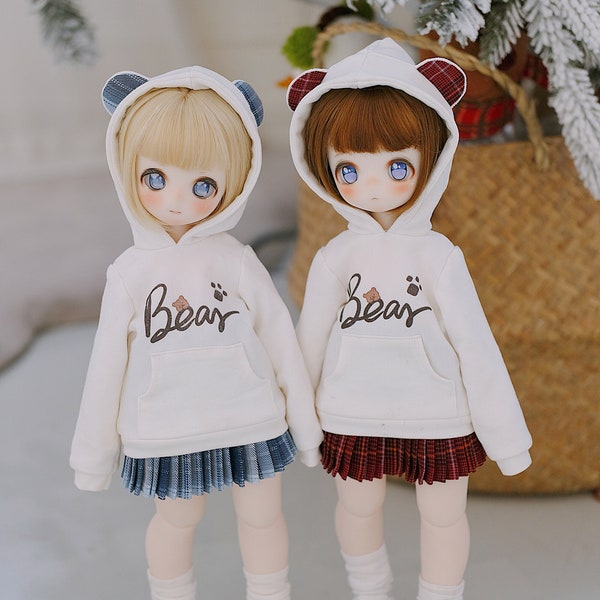 Bear hoodie for MSD MDD yosd doll (BJD)