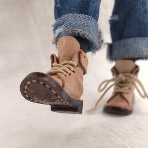 Vintage style leather short boots for Blythe / Pullip / JerryB / Momoko / Azone / yosd / Lati yellow / yosd / small feet bjd