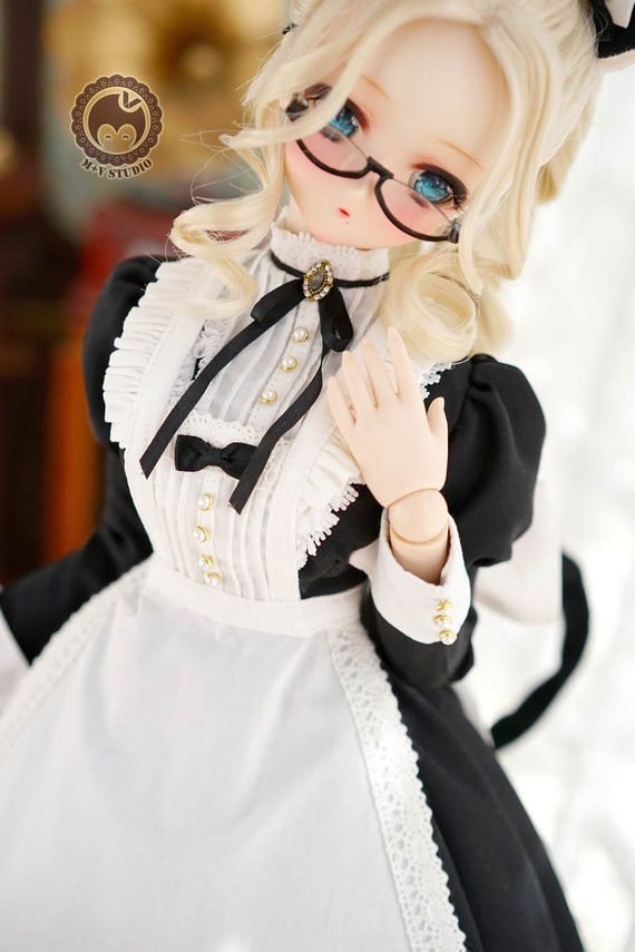 ドルフィードリームスマートドール女の子用黒猫メイド服3（BJD