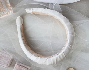 CLARA - Chic Bridal Headband Wrapped In Pure Silk