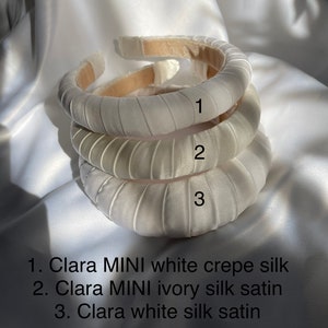 CLARA MINI Slim Chic Bridal Headband Wrapped In Pure Silk image 4