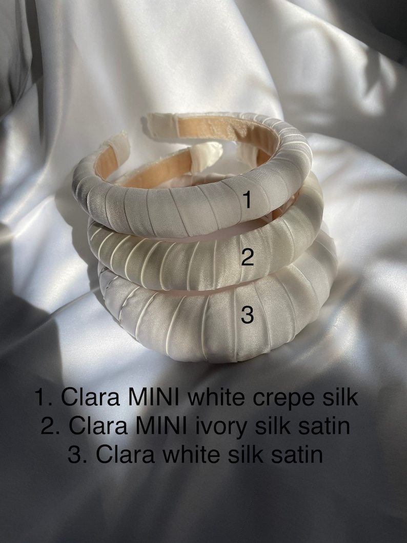 CLARA MINI Slim Chic Bridal Headband Wrapped In Pure Silk image 4