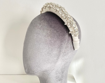 MILA - bridal silk headband with crystals