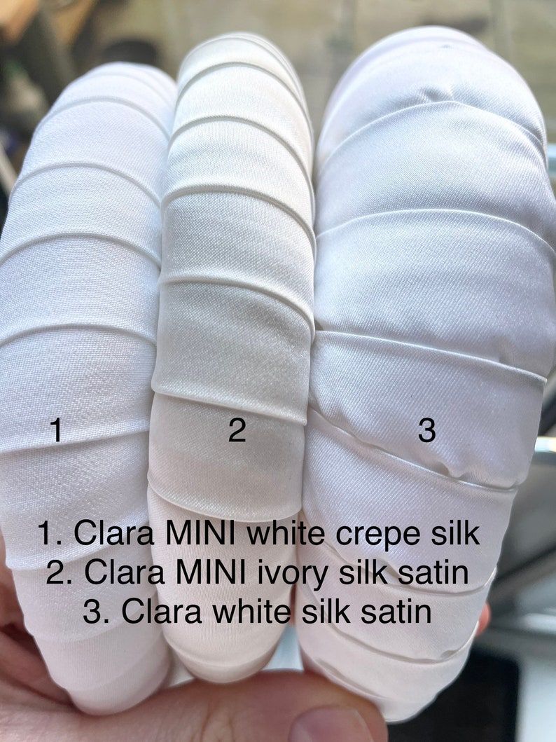 CLARA MINI Slim Chic Bridal Headband Wrapped In Pure Silk image 5