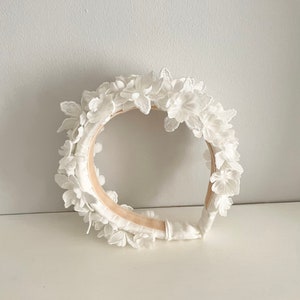 CHLOE - Light Ivory Natural White Floral Embellished Silk Bridal Headband