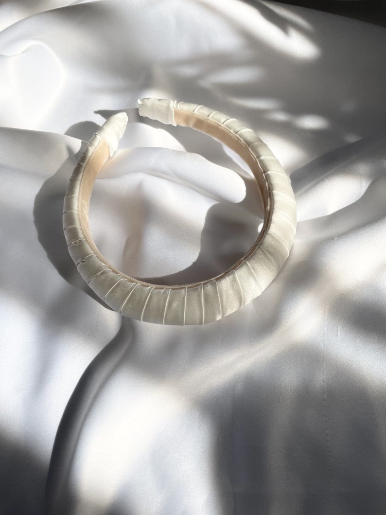CLARA MINI Slim Chic Bridal Headband Wrapped In Pure Silk image 2