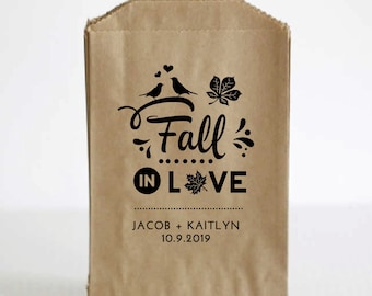 Fall Wedding Favor Bags, Wedding Favors for Fall, Fall In Love Wedding Favors, Leaves Wedding Favor Bags, Fall Favor Bags, Autumn Favor Bags