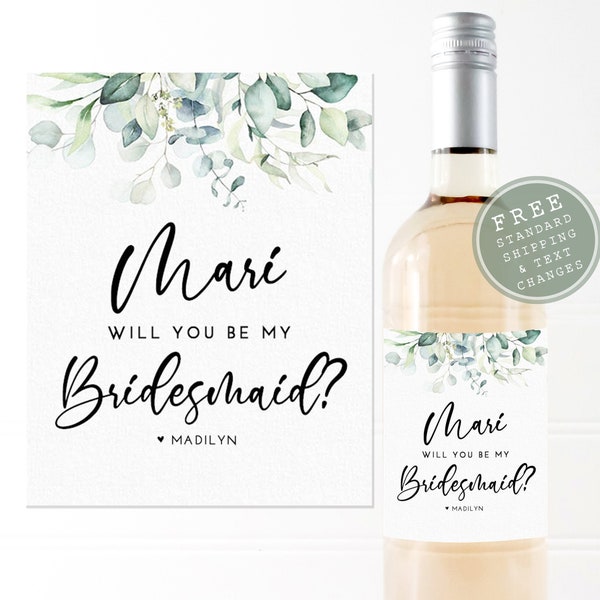 Bridesmaid Wine Label, Bridesmaid Gifts, Bridesmaid Proposal, Wine Bottle Label, Will You Be My Bridesmaid Wine Label, Bridesmaid Label, Box