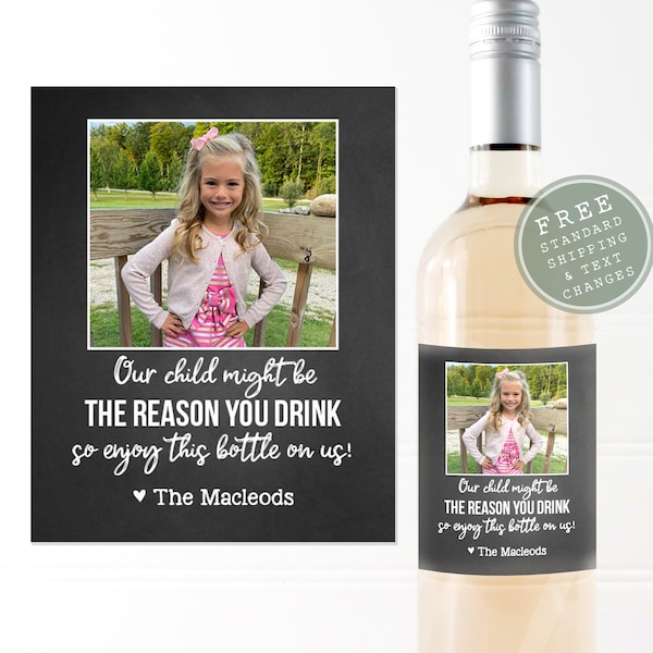 Teacher Wine Label, Personalized Teacher Gift, Custom Wine Label, Teacher Thank You Gift, Daycare Labels, Daycare Thank You Gift, Wine