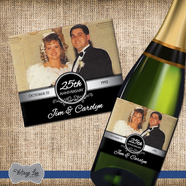 25th Anniversary Champagne Label, 25th Anniversary Label, 25th Anniversary Wine Label, 25th Anniversary Gift, Anniversary Gift, Champagne