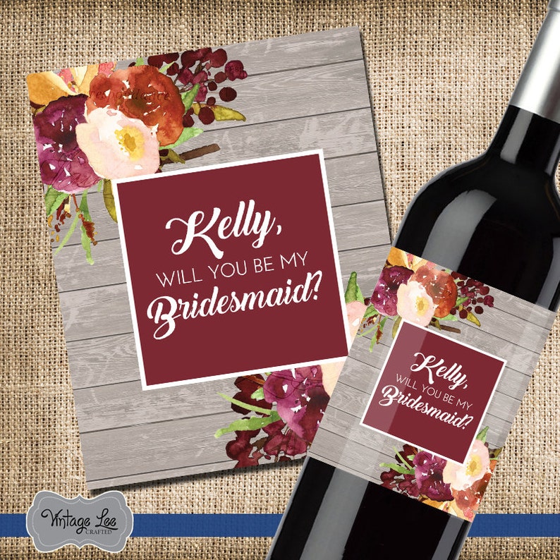 Will You Be My Bridesmaid Wine Label Custom Wine Label Wine | Etsy