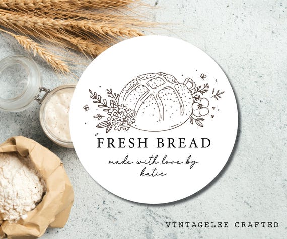 Bread Baking Gifts, Homemade Bread Labels, Sourdough Bread Stickers Labels, Sourdough Starter Label, Fresh Bread Label, Farmers Market Label