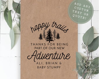 Baby shower favor bags, woodland baby shower favor bags, adventure awaits baby shower, baby shower favors for guests, trail mix favors, bags
