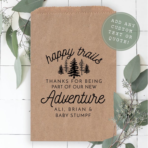 Baby shower favor bags, woodland baby shower favor bags, adventure awaits baby shower, baby shower favors for guests, trail mix favors, bags